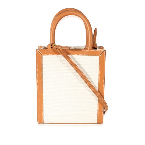 Celine Natural Canvas & Tan Calfskin Mini Vertical Cabas Tote - Picture 3 of 9